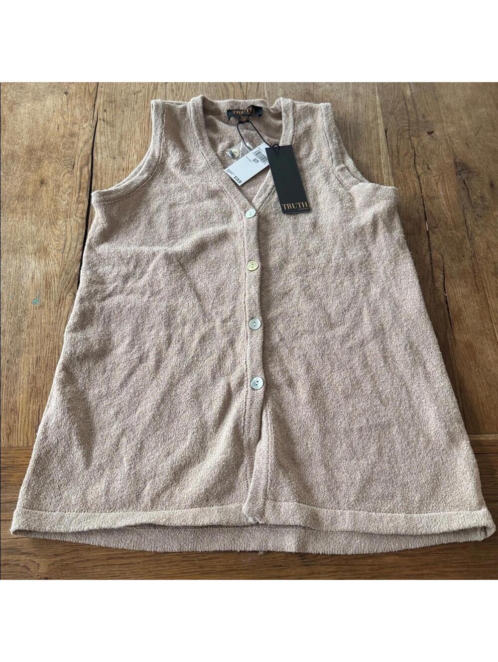 Truth by Republic Beige Button Down Tank Sweater XS $128 nwt